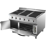 Commercial Electric Cooker 6 Square Burners With Electric Oven 24k W+4.8k W 900mm Depth |  Hsq962 B