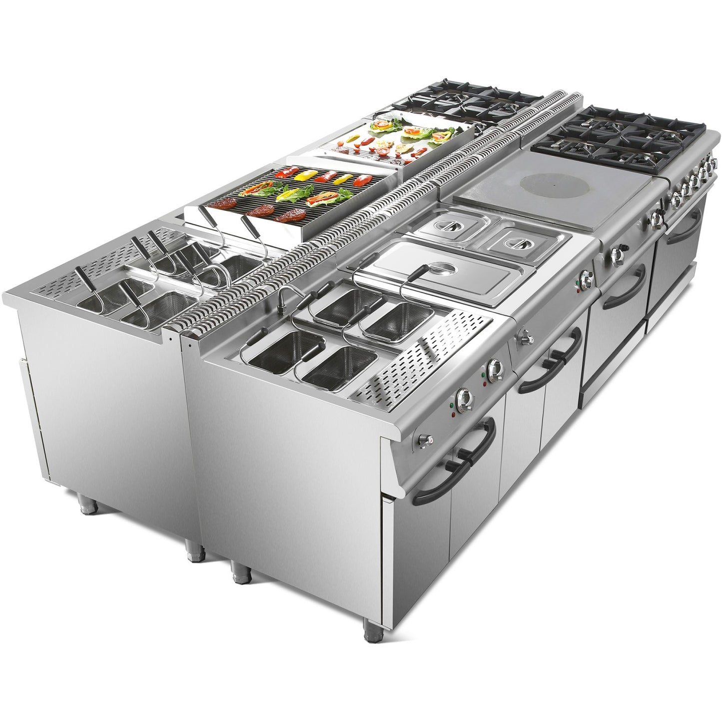 Commercial Electric Cooker 4 Square Burners with Electric Oven 16kW+4.8kW 900mm Depth |  HSQ912B