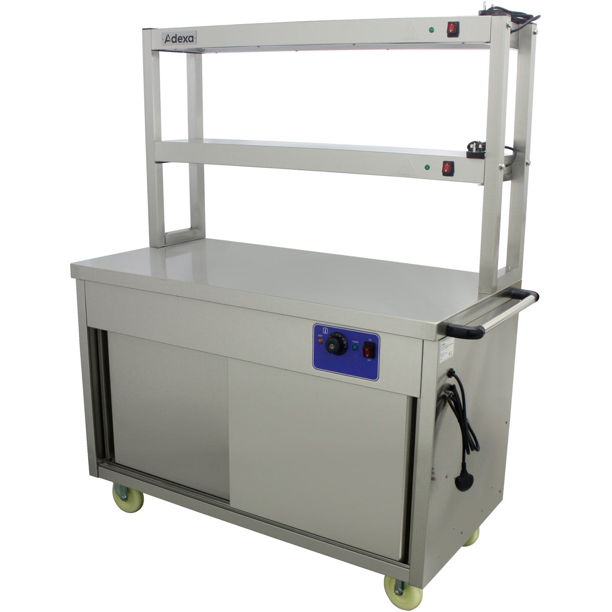 Mobile Flat Top Hot Cupboard With 2 Tier Heated Gantry 1500mm |  Hyh15 Hd