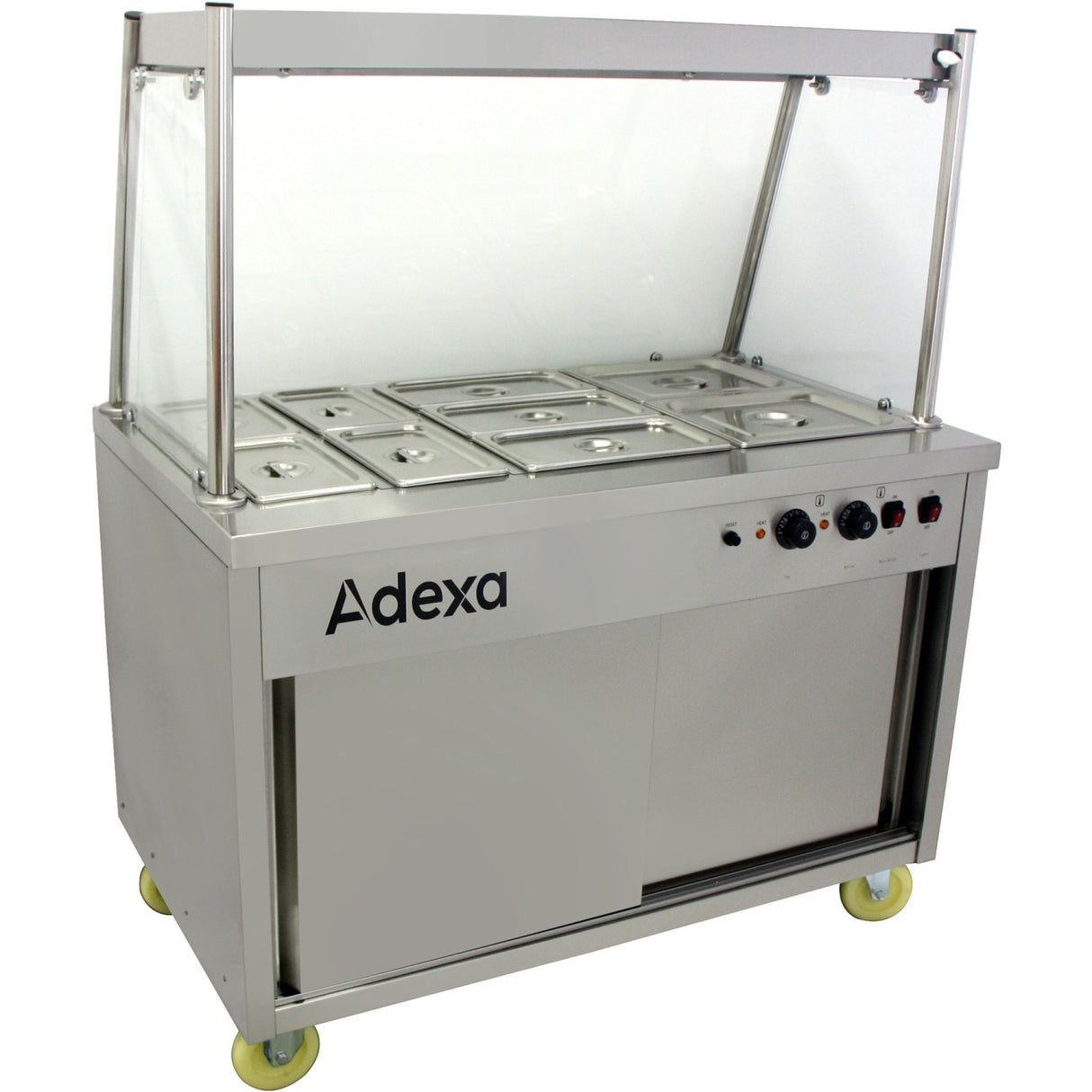 Mobile Food Service Counter With Bain Marie Top And Hot Cupboard |  Hyh3 Ws