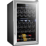 Professional Wine Cooler Dual Zone Stainless Steel/Black 33 Bottles | Jc98 D