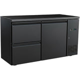 Commercial Undercounter Back Bar Refrigerator 350 L 1 Door &Amp; 2 Drawers 1462×515×860mm Black | Jta404