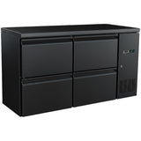 Commercial Undercounter Back Bar Refrigerator 350 L 4 Drawers 1462×515×860mm Black | Jta406