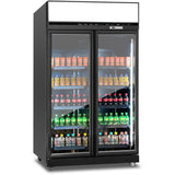 Commercial Top Mounted Upright Display Freezer With Double Glass Door 985 Litres Black |  Kld1253 Black