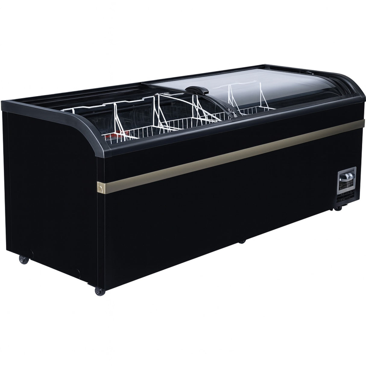 Commercial Horizontal Display Freezer With Shelves 750 Litres 2 Glass Doors 1900x850x850mm Ventilated Cooling Automatic Defrost | Kobe220