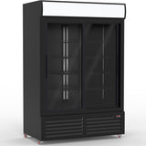 Commercial Bottle Cooler Upright 1400 Litres Double Sliding Glass Door With Led Canopy In Black |  Kxg1330 S