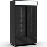 Commercial Bottle Cooler Upright 900 Litres Double Glass Door With Led Canopy In Black |  Kxg900 H