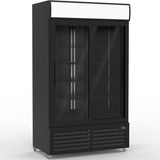 Commercial Bottle Cooler Upright 900 Litres Double Glass Sliding Door With Led Canopy In Black |  Kxg900 S