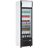 Commercial Bottle Cooler Upright 232 Litres Static Cooling Hinged Glass Door Black/White Canopy Light |  Lg232 B
