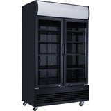 Commercial Bottle Cooler Upright 930 Litres Ventilated Cooling Twin Hinged Doors Black Canopy Light | Lg1000 Bfmblack