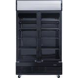 Commercial Bottle Cooler Upright 930 Litres Ventilated Cooling Twin Hinged Doors Black Canopy Light | Lg1000 Bfmblack