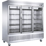 1800lt Commercial Upright Refrigerator Triple Glass Door Stainless Steel |  D83 Rgs3