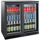 Back Bar Cooler 2 Sliding Doors 200 Litres Black |  Gn220 Hs