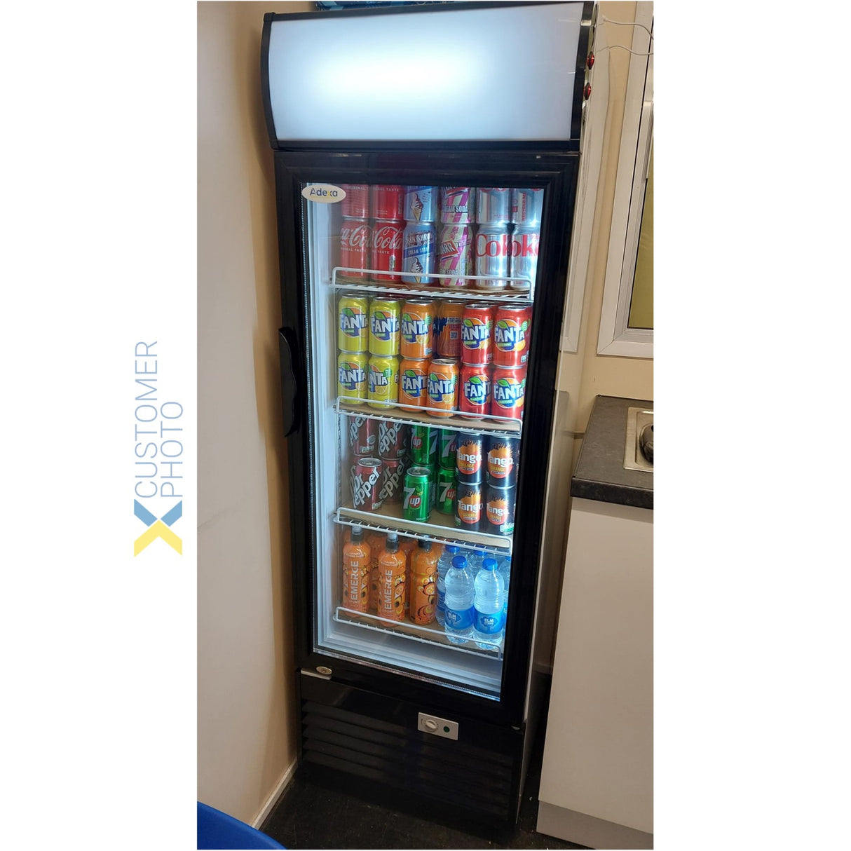 Commercial Bottle Cooler Upright 232 Litres Static Cooling Hinged Glass Door Black/White Canopy Light |  Lg232 B