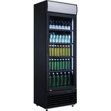 Commercial Drink Cooler Upright 382 Litres Static Cooling Hinged Glass Door Black Canopy Light | Lg382 Bblack