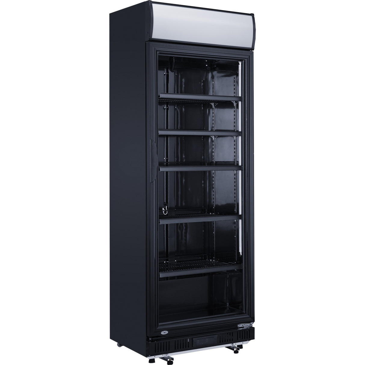 Commercial Drink Cooler Upright 402 Litres Dynamic Cooling Hinged Glass Door Black Canopy Light |  Lg402 Dfblack