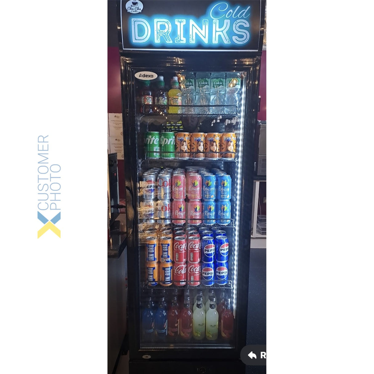 Commercial Drink Cooler Upright 282 Litres Static Cooling Hinged Glass Door Black Canopy Light | Lg282 Bblack