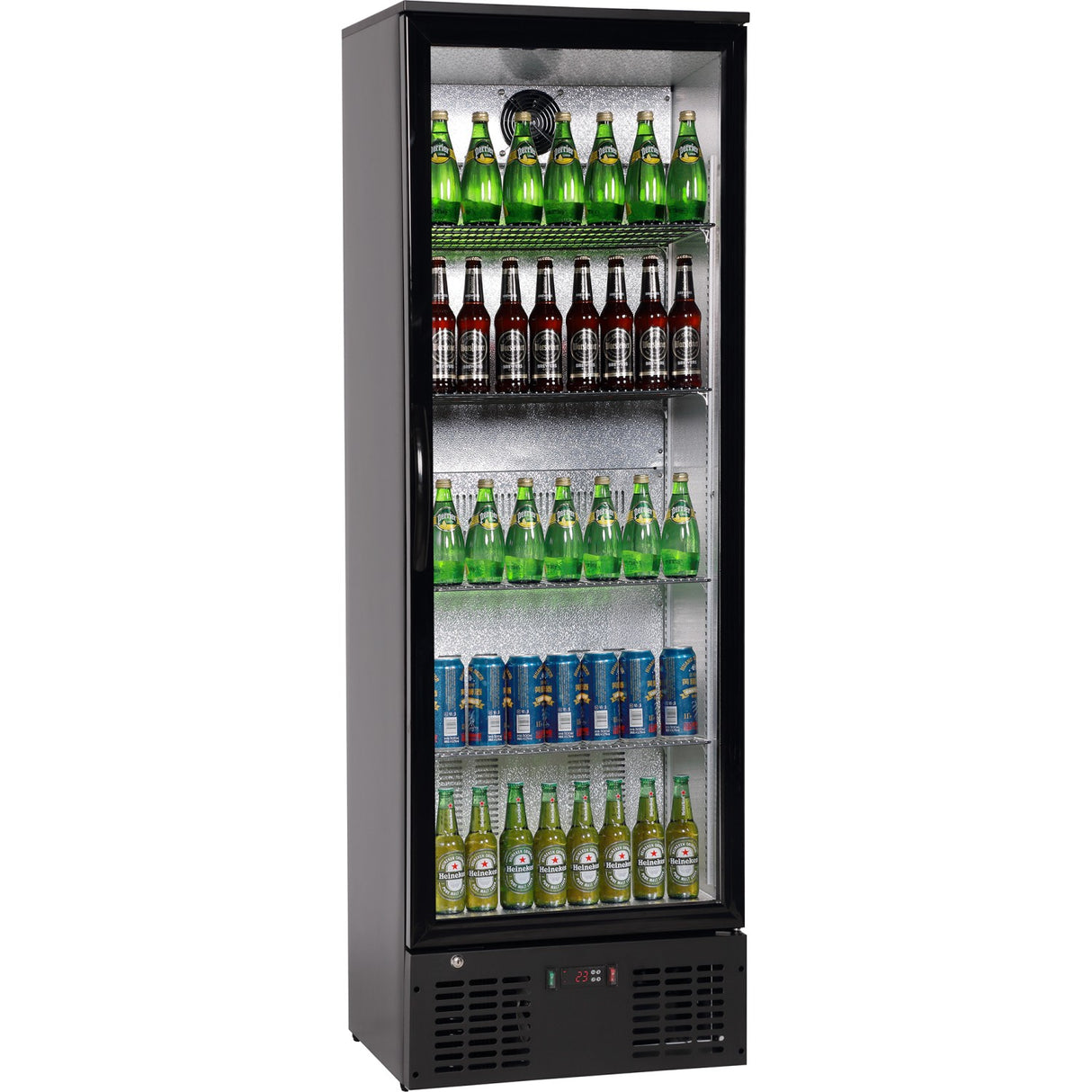 Commercial Bar Bottle Cooler Upright Single Door 300 Litres Black |  Lg310 H