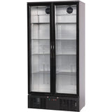 Commercial Bar Bottle Cooler Upright Twin Door 470 Litres Black |  Lg510 H