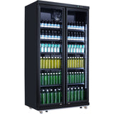 Commercial Bottle cooler Upright 773 litres Fan cooling Twin hinged doors Black Canopy light |  LG805ABLACK