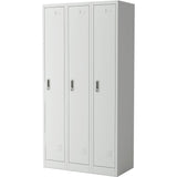 Commercial Grey Three Door Locker With Clothes Hanger, Fixed Shelf And Mirror 900x450x1800mm |  Locker3 Tw