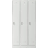 Commercial Grey Three Door Locker With Clothes Hanger, Fixed Shelf And Mirror 900x450x1800mm |  Locker3 Tw