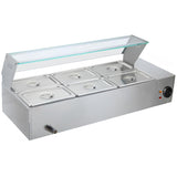 Commercial Stainless Steel Bain Marie With Glass Guard And 6 × 1/2 Gn Pans &Amp; Lids | M2223