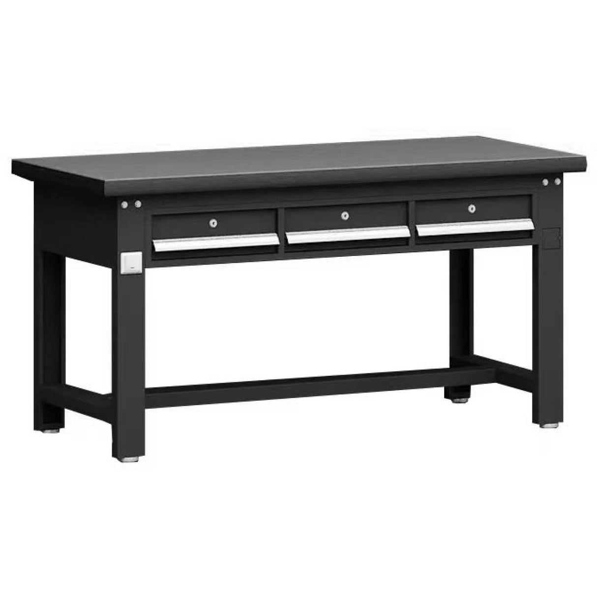 Commercial Heavy Duty Work Table with 3 Drawers 1500x750x800mm Black |  MB80150HDT3D