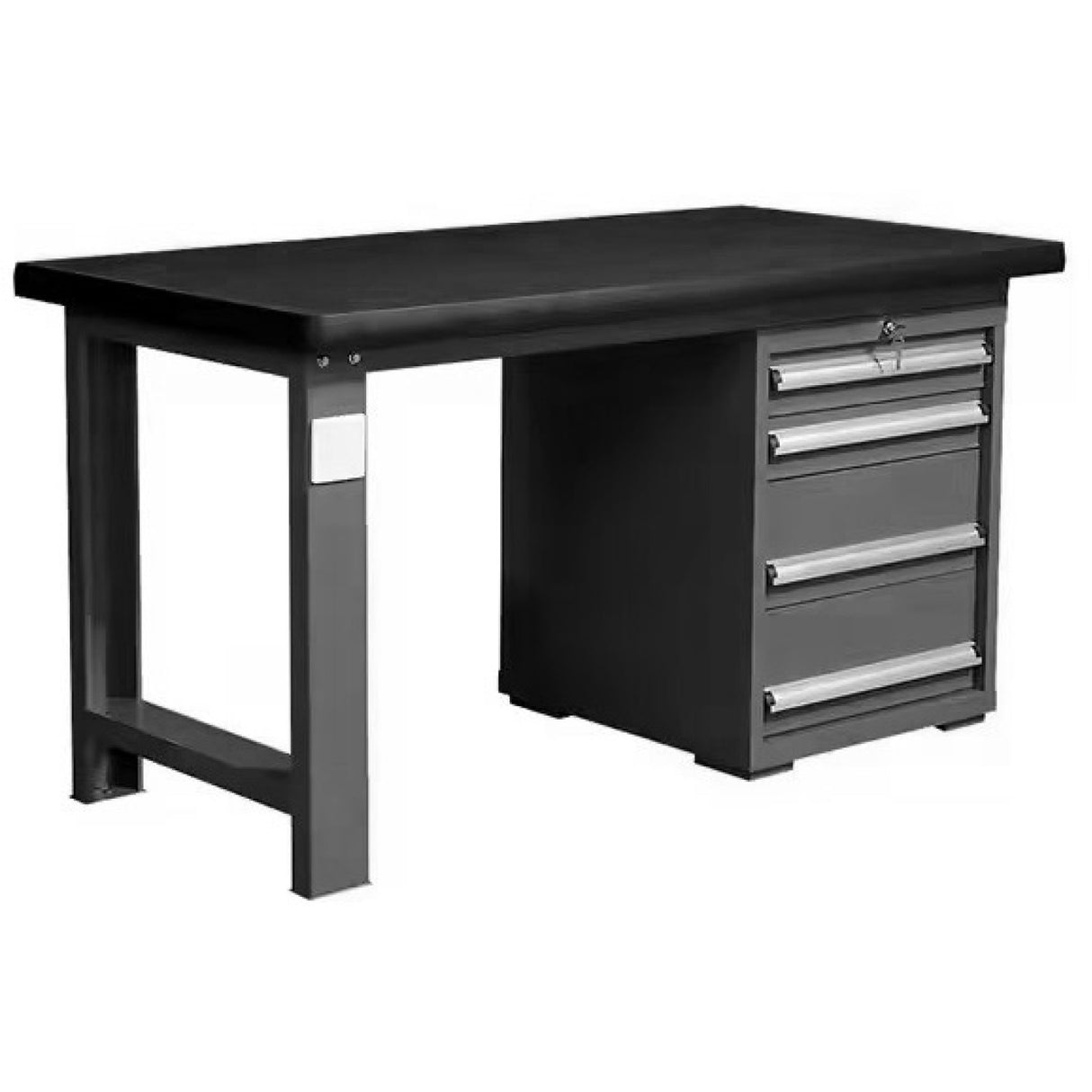 Commercial Heavy Duty Work Table with 4 Drawers 1500x750x800mm Black |  MB80150HDT4D