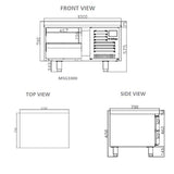 2 Drawer Low Height Gastronorm Snack Table 75 L