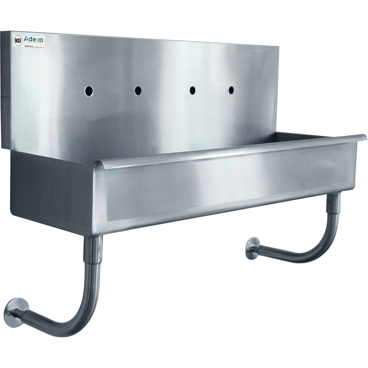 Multi Station Hand Sink For 2 Faucets Back Splash Stainless Steel | Mshs1748