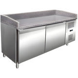 307 Ltr 2 Door Stainless Steel Refrigerated Prep Counter With Granite Top | Norcold850