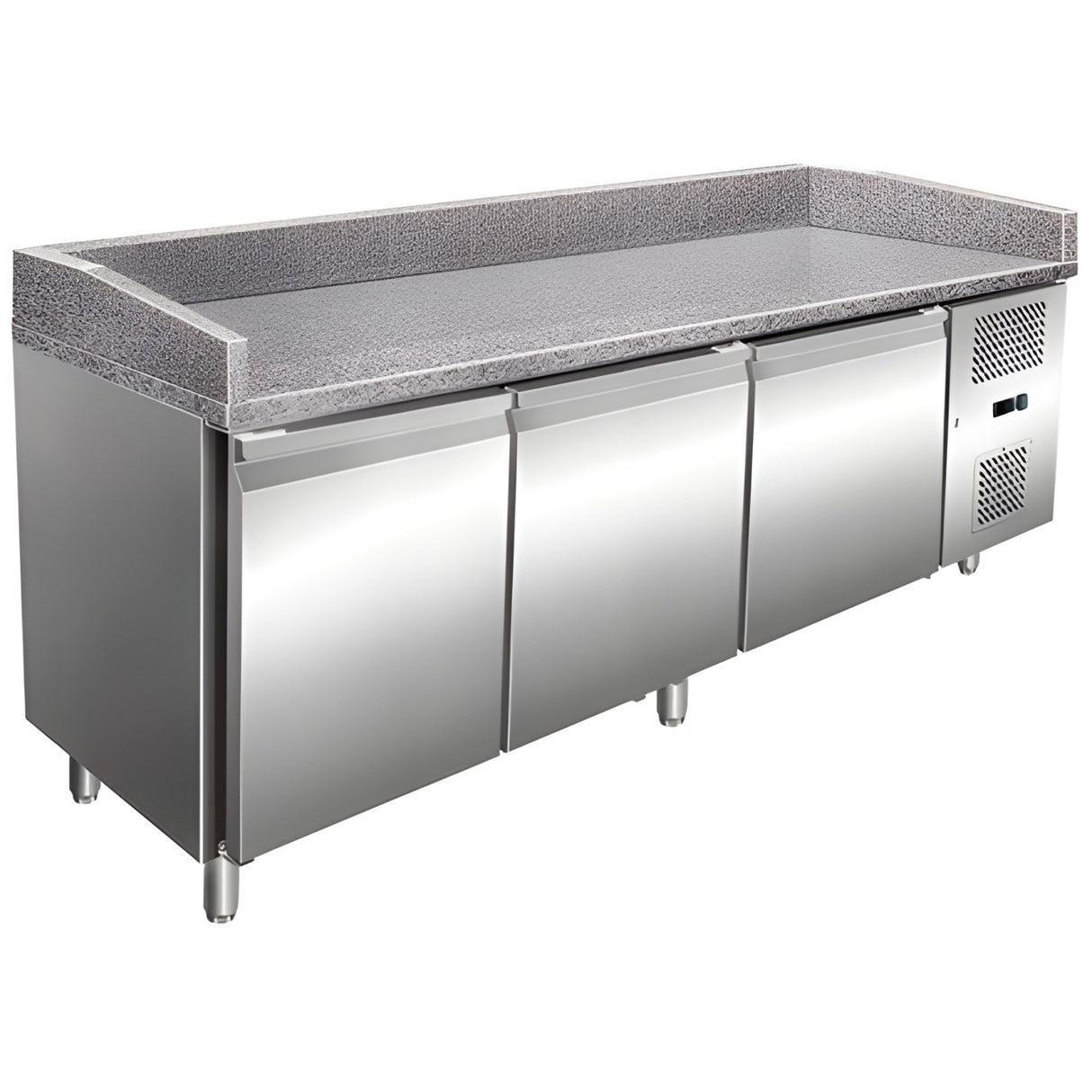 457 Ltr 3 Door Stainless Steel Refrigerated Prep Counter With Granite Top | Norcold868