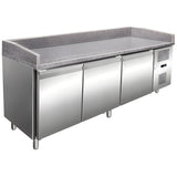 457 Ltr 3 Door Stainless Steel Refrigerated Prep Counter With Granite Top | Norcold868