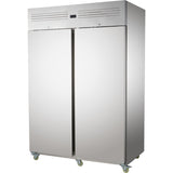 Commercial Upright Freezer 1400 L Double Door Stainless Steel Cabinet 1380x855x2090mm | Nord32