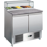 Prep Counter Fridge Glass Top Marble Countertop 5x Gn1/6 |  Ps200 G