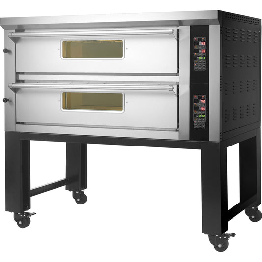 Commercial Pizza oven with stand Electric 2 chambers 9+9 pizzas x 33cm 450°C Digital controls 16.8kW 400V |  PS802DIGITAL