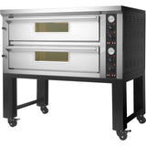 Commercial Pizza Oven With Stand Electric 2 Chambers 9+9 Pizzas X 33cm 500°C Mechanical Controls 16.8k W 400 V | Ps802