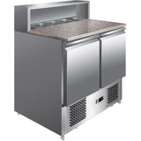 Pizza Prep Table 2 Doors Stainless Steel Pizza Top 5x Gn1/6 Depth 700mm |  Pz22