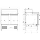 Pizza Prep Table 2 Doors Stainless Steel Pizza Top 5x Gn1/6 Depth 700mm |  Pz22