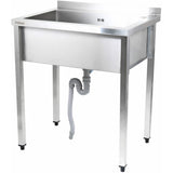 Commercial Pot Wash Sink Stainless Steel 1 Bowl Splashback 800x600x900mm Square Legs |  Psa8060