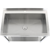 Commercial Pot Wash Sink Stainless Steel 1 Bowl Splashback Bottom Shelf 1200x600x900mm Square Legs |  Psa12060 U