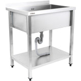 Commercial Pot Wash Sink Stainless Steel 1 Bowl Splashback Bottom Shelf 1200x600x900mm Square Legs |  Psa12060 U