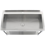 Commercial Pot Wash Sink Stainless Steel 1 Bowl Splashback Bottom Shelf 1400x700x900mm Square Legs |  Psa14070 U