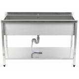 Commercial Pot Wash Sink Stainless Steel 1 Bowl Splashback Bottom Shelf 1400x700x900mm Square Legs |  Psa14070 U