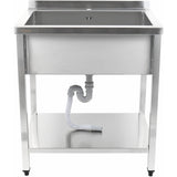 Commercial Pot Wash Sink Stainless Steel 1 Bowl Splashback Bottom Shelf 800x700x900mm Square Legs |  Psa8070 U