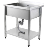 Commercial Pot Wash Sink Stainless Steel 1 Bowl Splashback Bottom Shelf 800x700x900mm Square Legs |  Psa8070 U