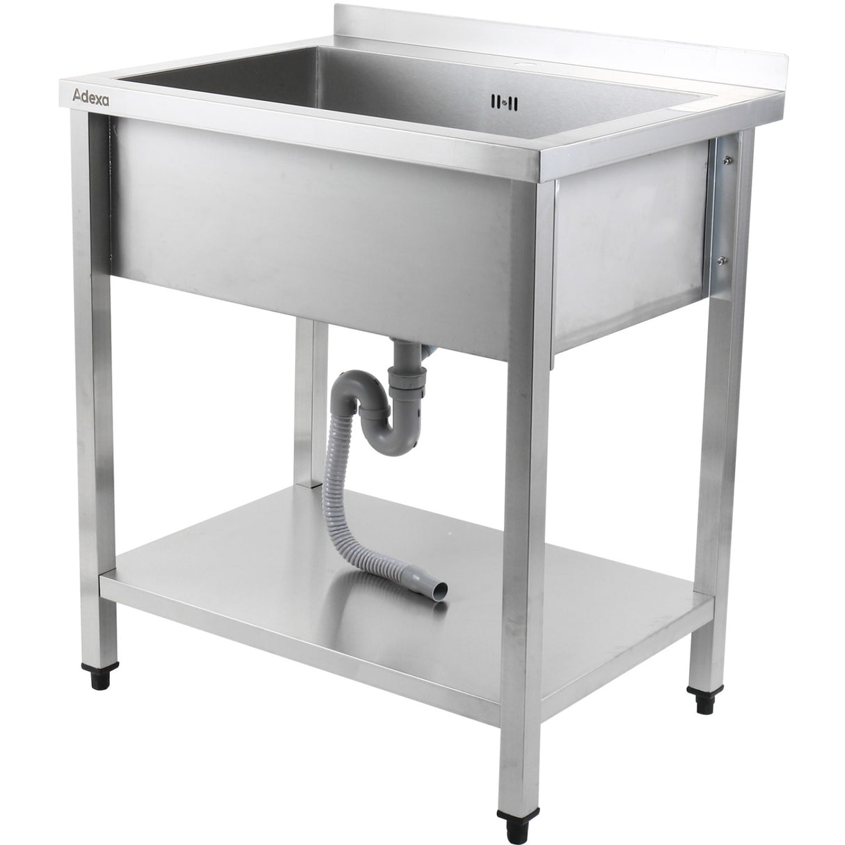 Commercial Pot Wash Sink Stainless Steel 1 Bowl Splashback Bottom Shelf 800x600x900mm Square Legs |  Psa8060 U