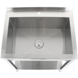 Commercial Pot Wash Sink Stainless Steel 1 Bowl Splashback Bottom Shelf 800x700x900mm Square Legs |  Psa8070 U