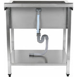 Commercial Pot Wash Sink Stainless Steel 1 Bowl Splashback Bottom Shelf 800x700x900mm Square Legs |  Psa8070 U